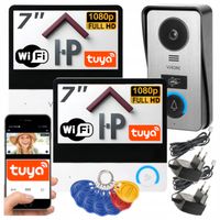 Wideodomofon WiFi Tuya 2 dwa monitory 7" Full HD RFID breloki furtka brama
