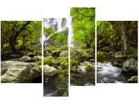 130CM 85 OBRAZ 4 ELEM WODOSPAD ZIELENI ŚCIENNY
