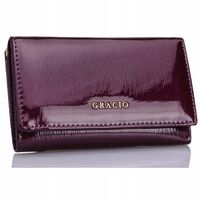 Portfel Damski Skórzany Lakierowany dla Kobiet Casual kolor Fiolet GRACIO
