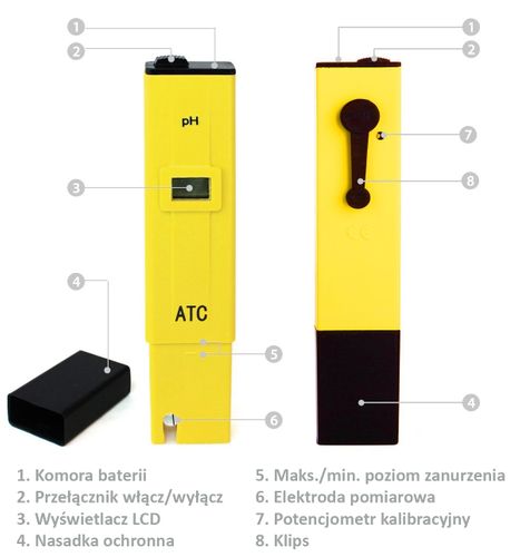 Miernik pH 0-14 tester ATC bufory phmetr wody FV na Arena.pl