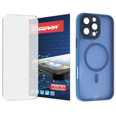 Szkło hybrydowe do iPhone 16 Pro Max + MagSafe ETUI niebieskie TPU