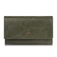 portfel damski skórzany z imitacją wężowej skóry zielony