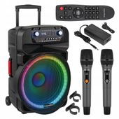 Kolumna GŁOŚNIK Bluetooth 45cm 240W USB SD AUX FM 2x MIKROFON akumulator