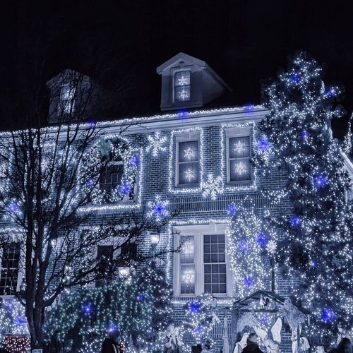 LAMPKI CHOINKOWE 300LED 24m zewnętrzne GRUBE ZIMNE BIAŁE + NIEBIESKI FLASH na Arena.pl