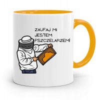 Kubek Zółty Dla Pszczelarza Zaufaj Mi Jestem Z Nadrukiem Ze Zdjęciem