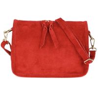 BELTIMORE torebka zamszowa listonoszka z paskiem na ramię V484 czerwona