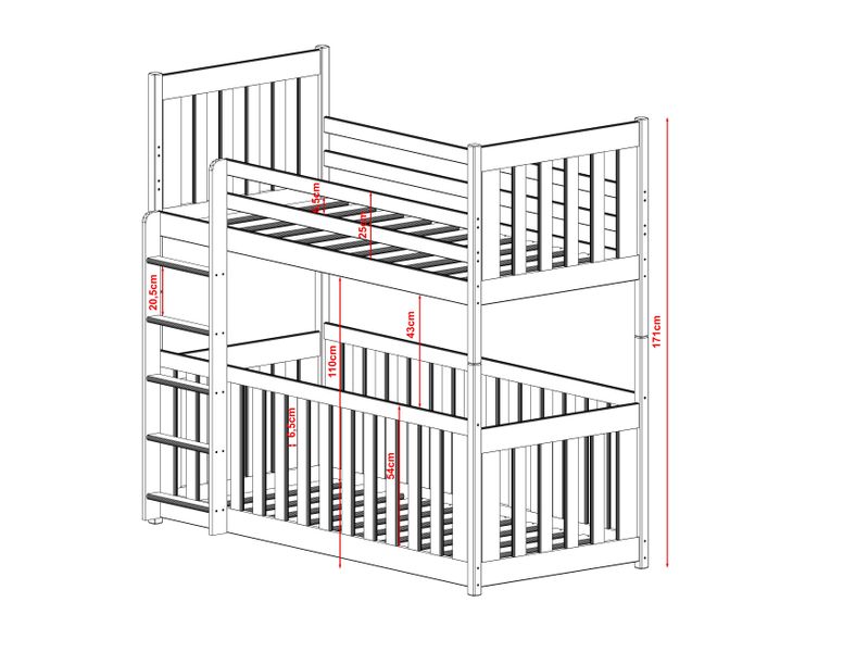 ŁÓŻKO PIĘTROWE CRIS 80X200 2- osobowe zdjęcie 3