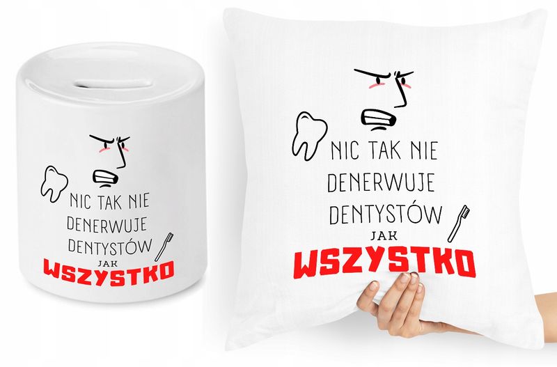 Dla Dentysty Zestaw Poduszka + Skarbonka Prezent Z Nadrukiem Ze Zdjęciem zdjęcie 1