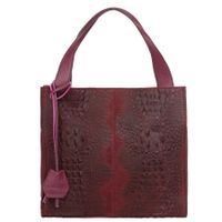 VERA PELLE torebka zamszowa shopper klasyczna kroko na ramię V510 c.bordowa