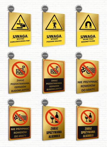 Tabliczka znak informacyjny 40x30 Złota NIE URUCHAMIAĆ Aluminiowa NADRUK UV na Arena.pl