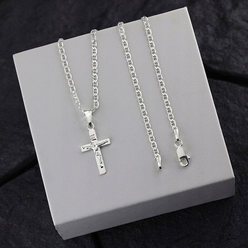 ŁAŃCUSZEK Z KRZYŻYKIEM KRZYŻ SREBRNY 925 DŁUGOŚĆ 55cm SPLOT GUCCI PUDEŁKO na Arena.pl