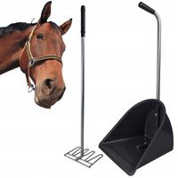 Zestaw do sprzątania boksów stajni dla koni York CZARNY - zbieracz