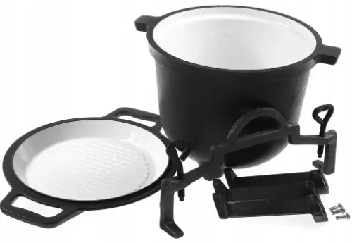Kociołek myśliwski na pieczonki 8l żeliwny emaliowany 2w1 grill na Arena.pl