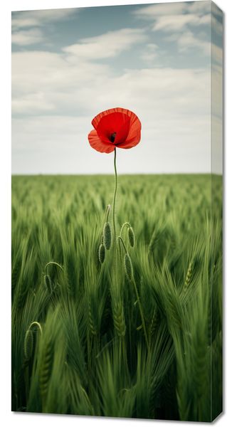Obraz 50x100cm Samotny Mak na Polu zdjęcie 1