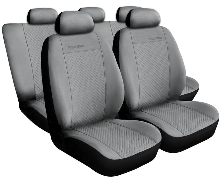 Pokrowce z alcantary na fotele samochodowe PRESTIGE Szare do BMW 5 zdjęcie 1