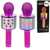 Mikrofon Bezprzewodowy USB Głośnik Nagrywanie Karaoke Model WS-858 Różowy