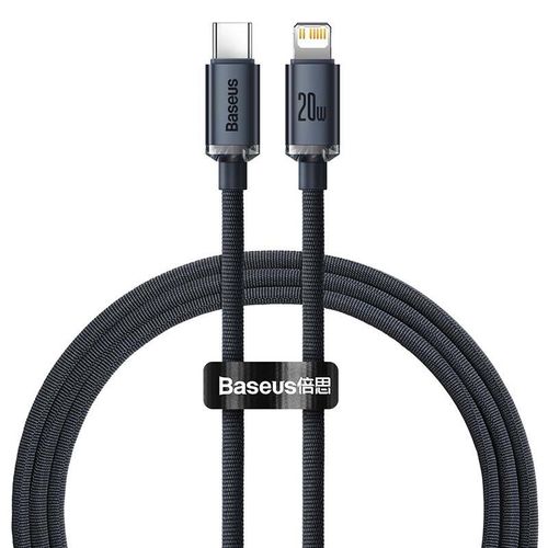 kabel usb-c do lightning baseus crystal, 20w, pd, 1.2m (czarny) na Arena.pl