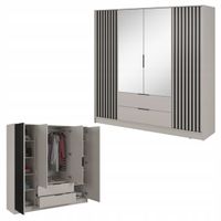 SZAFA GARDEROBA SOREN 4D KASZMIR 200CM OTWIERANA DUŻA PÓŁKI DRĄŻEK LUSTRO