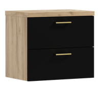 Szafka łazienkowa wisząca LUNA 50 czarny/dąb craft złoty (W5)