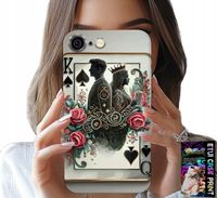 ETUI DO IPHONE 6 / 6S - KARTA KRÓL KRÓLOWA POKER KARTY + SZKŁO