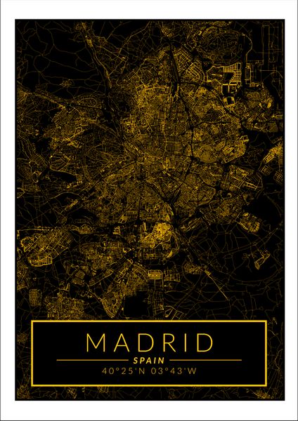 Madrid mapa złota - plakat 20x30 cm zdjęcie 1