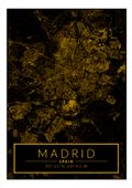 Madrid mapa złota - plakat 40x60 cm