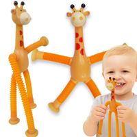 Żyrafa pop tube rozciągania z przyssawkami zabawka rurki pomarańczowy