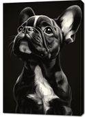 Obraz 70x100cm  Portret Zwierząt do Salonu | Buldog Francuski | Czarno Biał