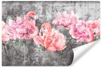 Fototapeta FLAMINGI Piwonie Peonie Beton Abstrakcja 450cm x 300cm