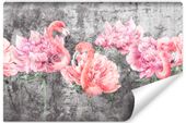 Fototapeta FLAMINGI Piwonie Peonie Beton Abstrakcja 400cm x 280cm