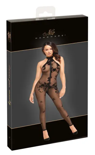 noir kombinezon damski l czarny siateczka kwiatowy wzor 3d zamek na Arena.pl