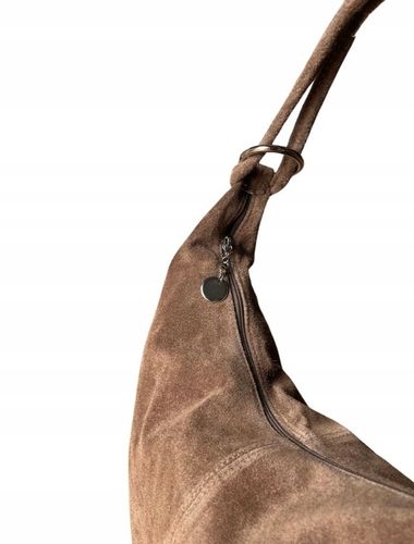 TAUPE ZAMSZOWA TOREBKA WOREK CAPPUCCINO TOREBKA ZAMSZ NATURALNY Vera Pelle na Arena.pl