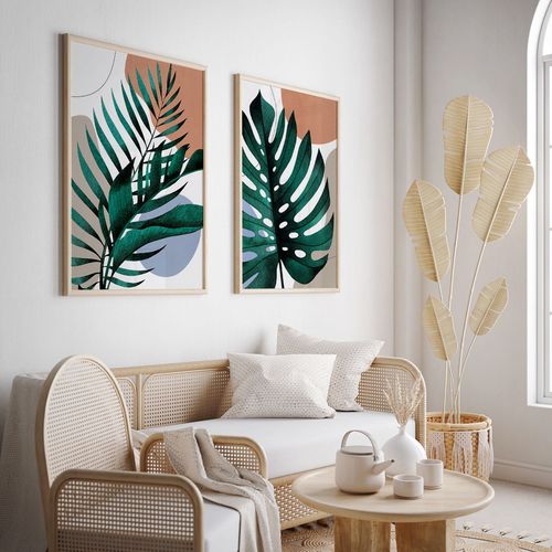 Zestaw dwóch plakatów monstera liść 29,7x42 cm A3 na Arena.pl