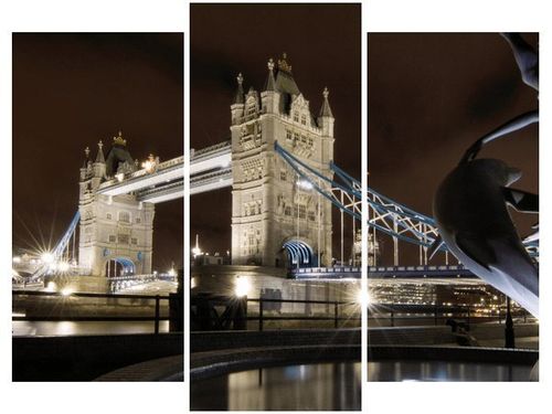 70 90CM OBRAZ 3 ELEM FONTANNA TOWER BRIDGE ŚCIENNY DRUK PŁÓTNO na Arena.pl