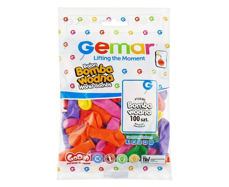 BALONY NA WODĘ 100 SZT 8 CM GEMAR zdjęcie 1