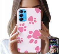 ETUI DO OPPO RENO5 4G 5G - RÓŻOWE PSIE ŁAPKI, PLECKI, OBUDOWA CASE