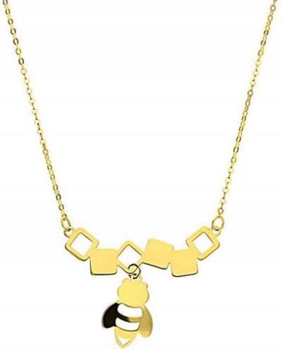 Złoty naszyjnik 585 PLASTER MIODU I PSZCZOŁA 1,61g nowoczesny wzór prezent na Arena.pl