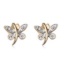 kolczyki motylki z diamentami w żółtym złocie