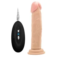 realrock model wibracyjny 23 cm z pilotem - anatomiczny, skora