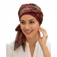 Elegancki turban damski Daria bordo 533 lekki wiązany także po chemii