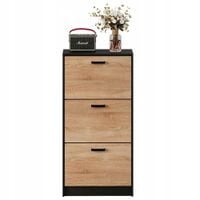 Szafka na buty jasny brąz do przedpokoju nowoczesna 3 półki uchylna stojąca