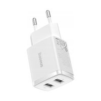 Ładowarka sieciowa Baseus Compact Quick Charger, 2x USB, 10.5W (biała)