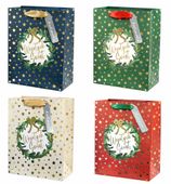 torba 12szt.  wesołych świąt wieniec a3  33x45,6x15cm | qxl-212