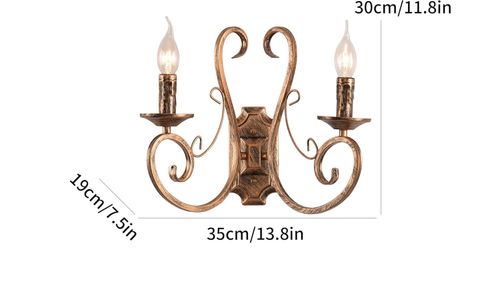 Kinkiety ścienne retro metalowe vintage Ganeed HD092-2 E14 brązowe na Arena.pl