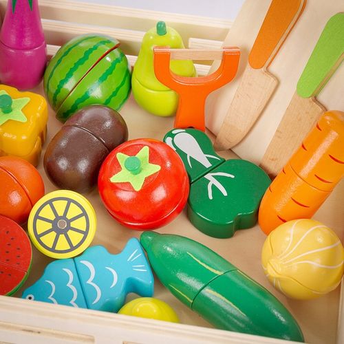 DREWNIANE WARZYWA OWOCE DO KROJENIA NA MAGNES DLA DZIECI ZESTAW XXL na Arena.pl