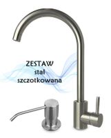 LUGA Bateria kuchenna zlewozmywakowa + dozownik INOX
