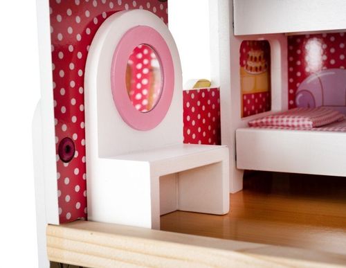 DOMEK DLA LALEK DREWNIANY DUŻY XXL OSLWITLENIE LED MEBLE BALKON na Arena.pl