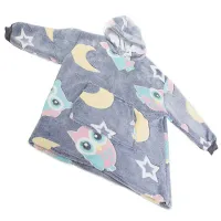 Ciepła szara bluza kocyk 2w1 świecący w ciemności dla dziecka junior