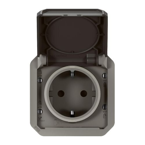 Nowe Plexo - Gniazdo Schuko 2P+Z zaciski automatyczne, mechanizm 16 A-250V~ - antracyt - Legrand 069871L na Arena.pl