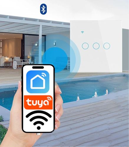 WŁĄCZNIK WYŁĄCZNIK ŚWIATŁA SZKLANY WIFI BIAŁY POJEDYNCZY 1G TUYA SMART ⌀60 na Arena.pl